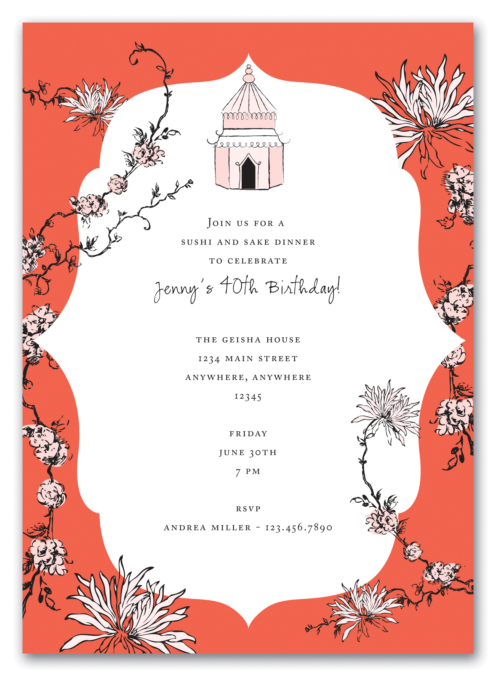 Pink and orange invitations  
															/ Tart Paperie							