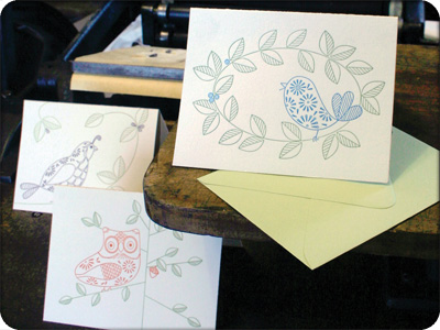 Letterpressed bird series cards