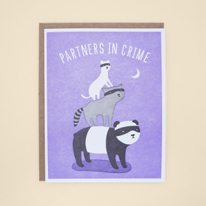 Best friends, partners in crime; potato, potahto. Unexpected friends wear a band of black in this letterpress card from Lucky Horse Press.