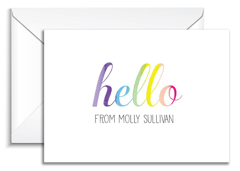 Rainbow Hello Personalized Folded Note