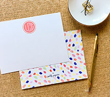 Monogrammed Flat Card with Colorful Backer