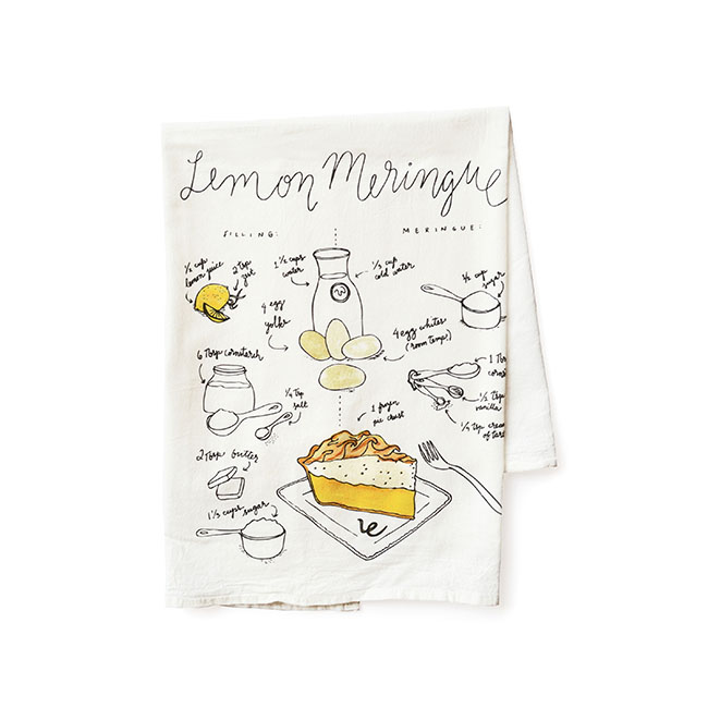 Lemon meringue pie flour sack tea towel