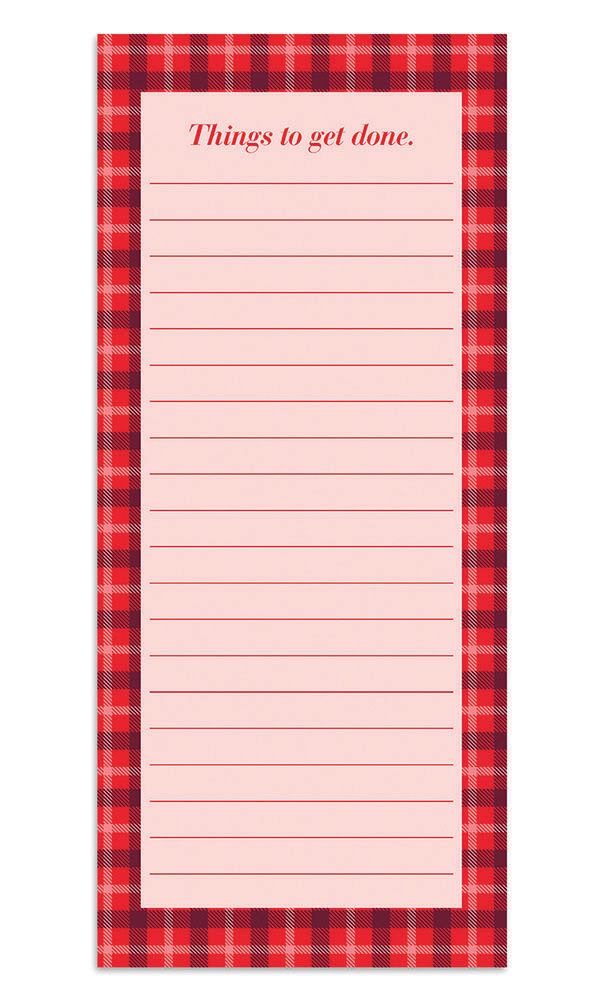 Skinny Red Plaid Notepad
