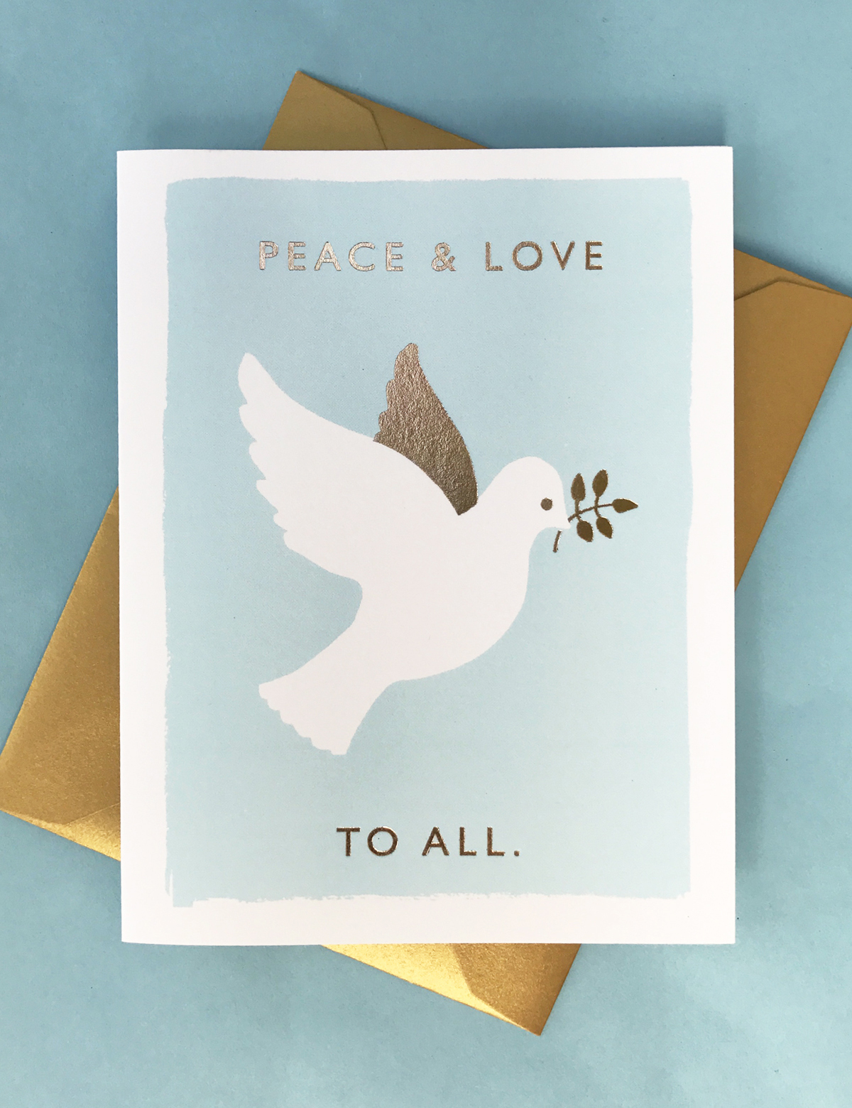 Peace Love Metallic Dove Card
