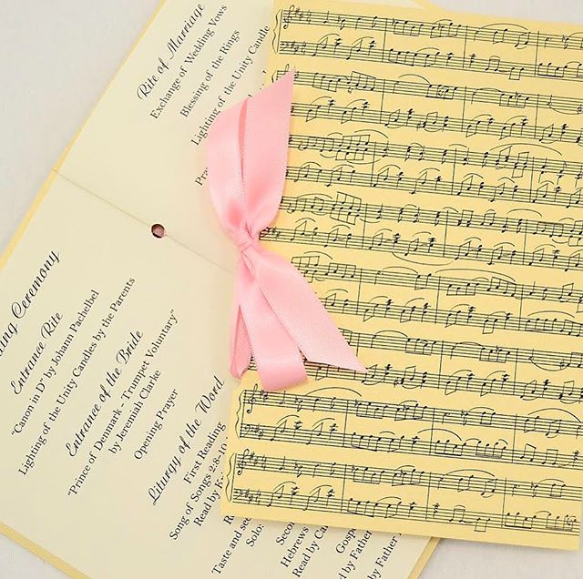 Musically inspired Wedding programs and so many themes custom made to the highest note by Invitation Basket. Showing in NYC at Booth 2238 on May 20th-23rd. http://invitationbasket.com/ (Sponsored)