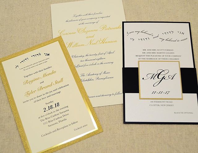 Trends come and go.­ Always in fashion are black and gold! Traditional, Elegant or sprinkled with Glam. Showing in NYC at Booth 2238 on May 20th-23rd. http://invitationbasket.com/ {Sponsored}