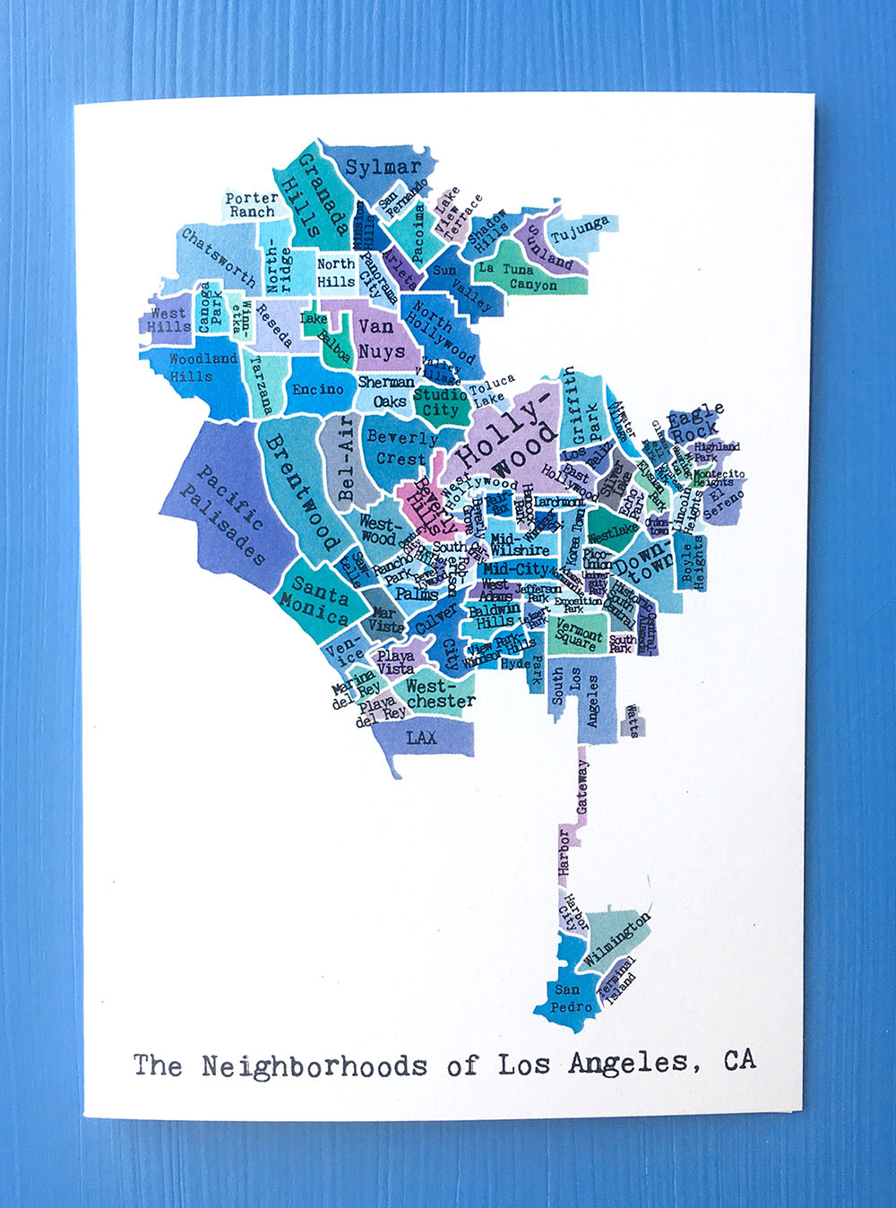 Map of Los Angeles Note Card