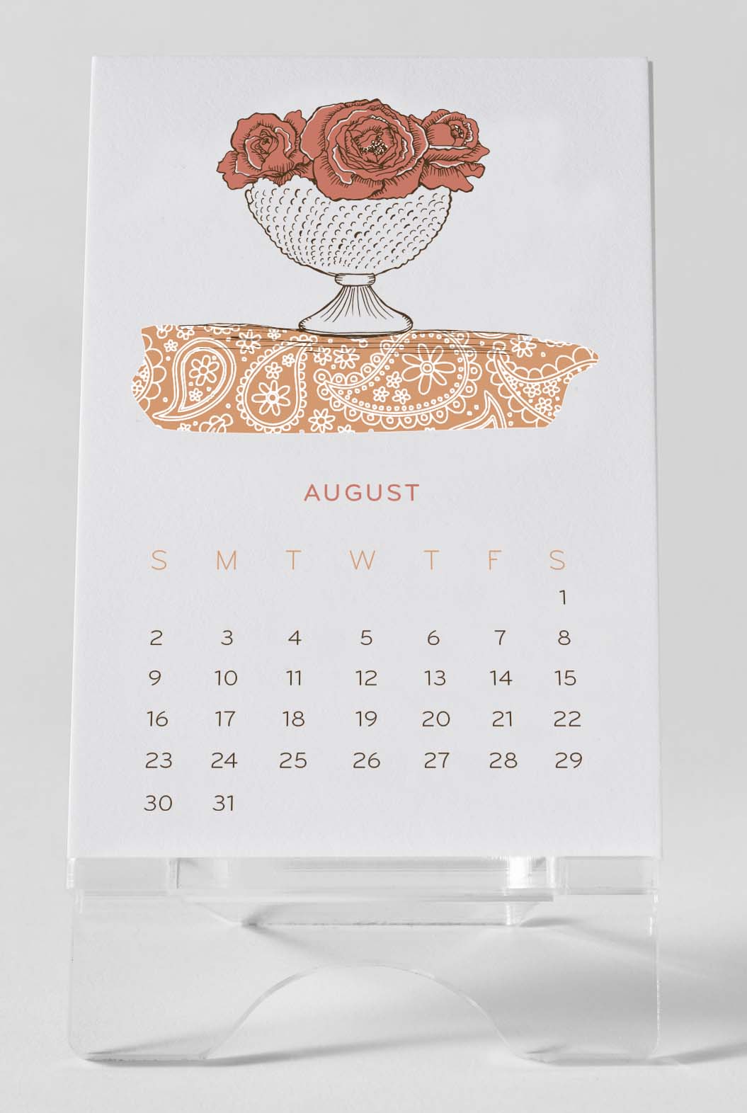 2020 Lovely Letterpress Desktop Calendar with Lucite Easel 
															/ Color Box Design & Letterpress							