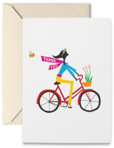 Bicyclist Thank-You card from R. Nichols