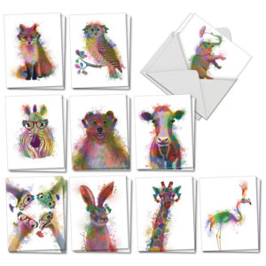 The Best Card Company Funky Rainbow Wildlife Note Cards