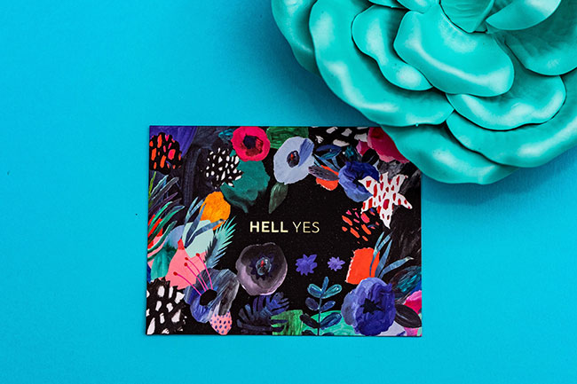 Hell Yes greeting card from Pictura's newest collection, From Me to You and Back Again