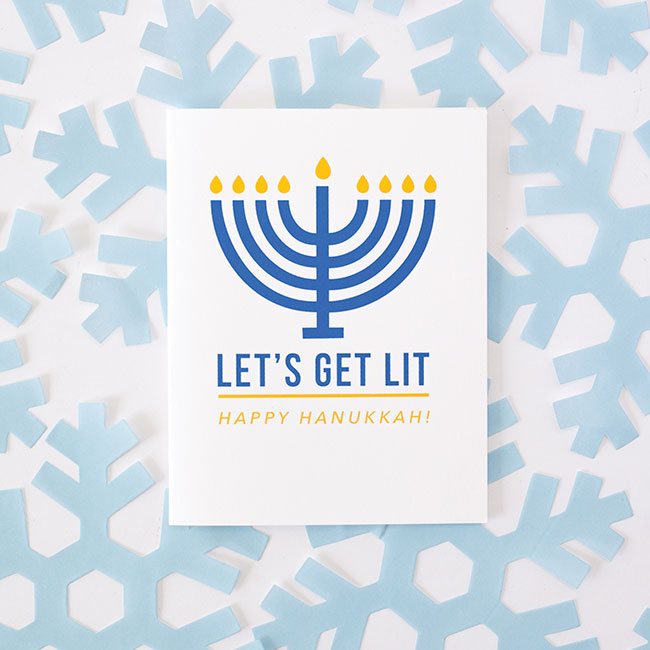 exit343design Let's Get Lit Hanukkah Card