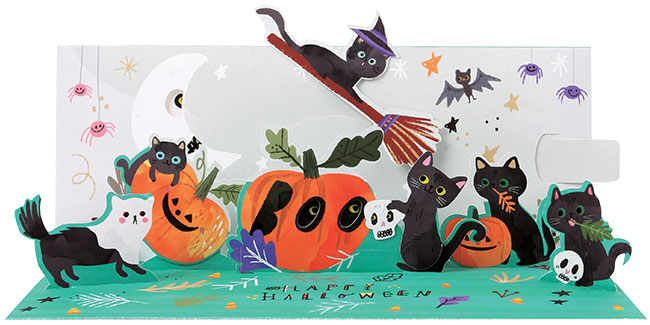 Up With Paper Black Cats Halloween Card