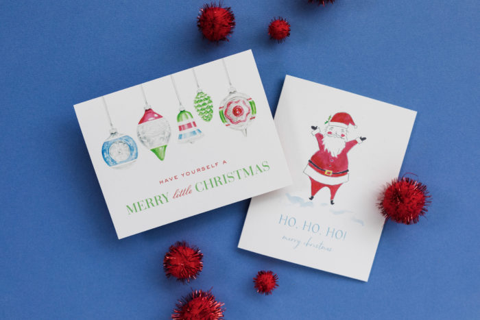 Dixie Design Collective Vintage Christmas Ornaments and Happy Santa cards