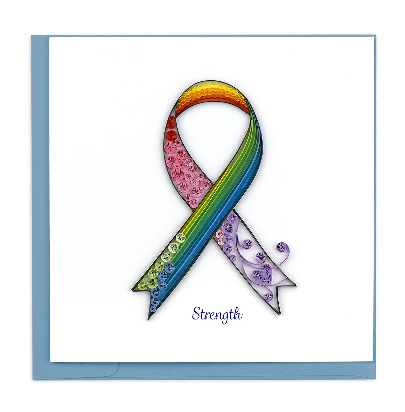 Rainbow Cancer Ribbon Card 
															/ Quilling Card							
