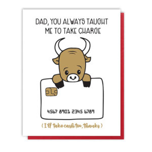 Funny Charging Bull Father's Day Card from Kiss and Punch