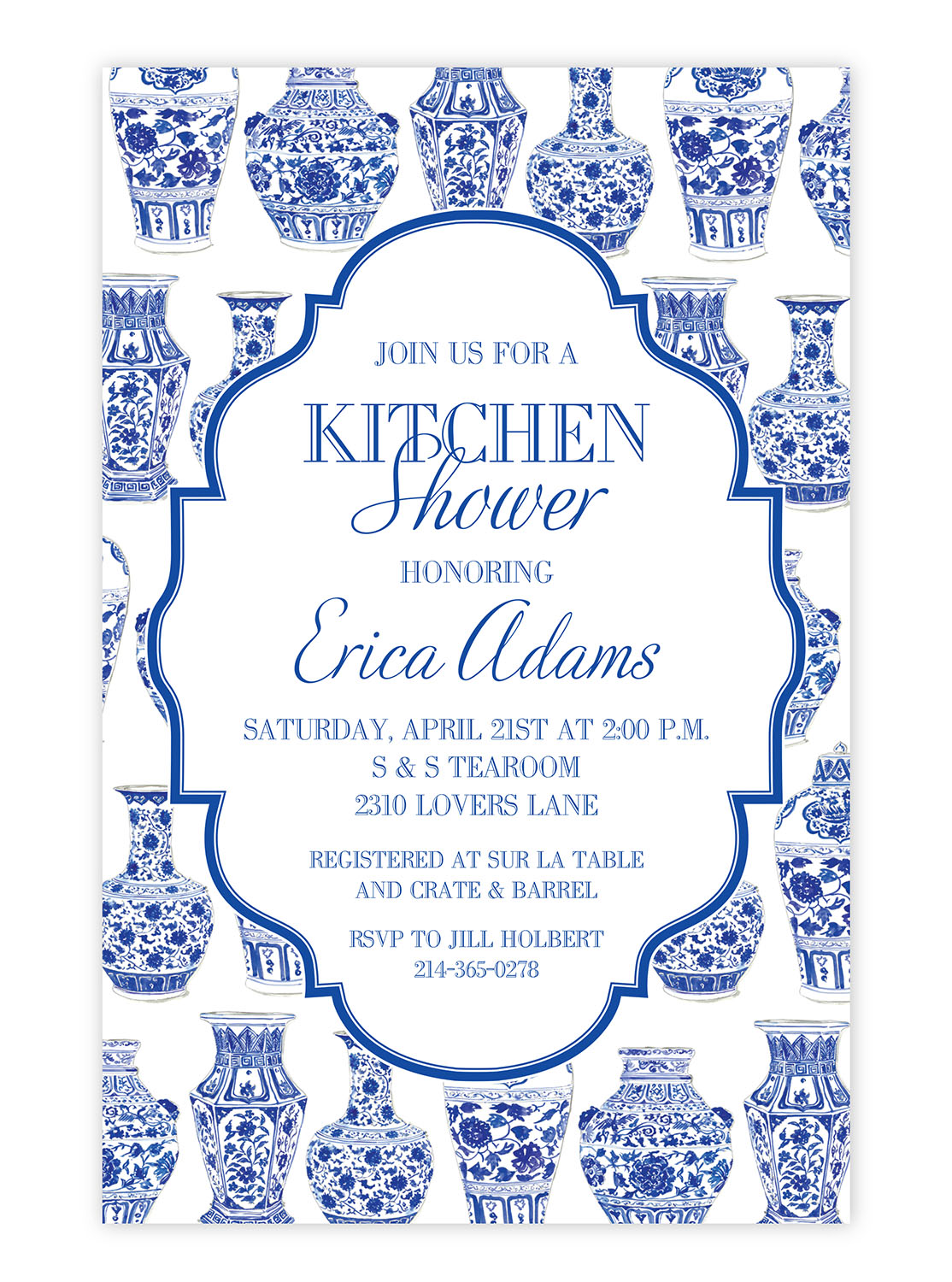 Blue and White Vases Invitation by Rosanne Beck 
															/ PrintsWell							