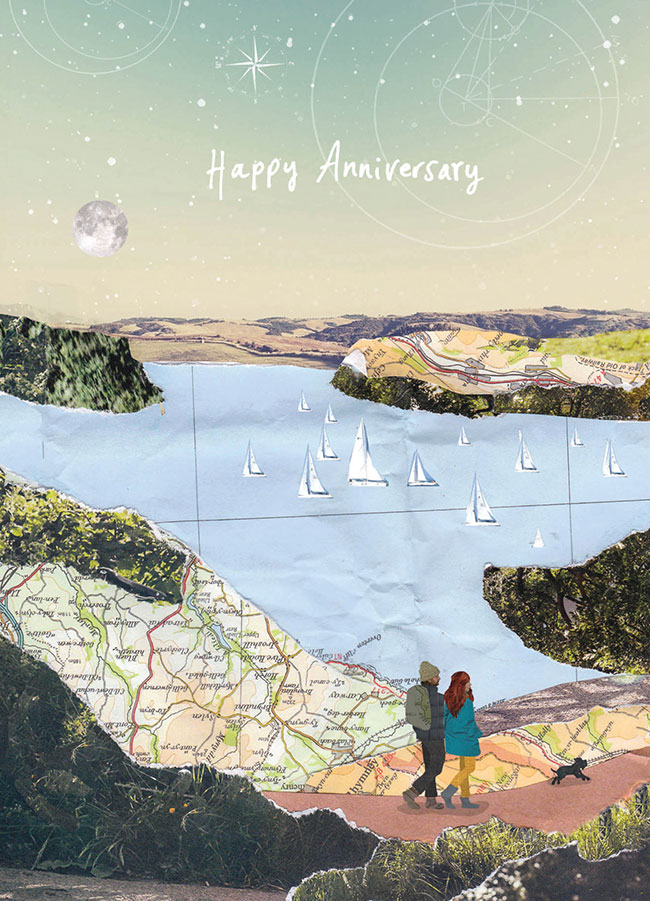 Anniversary card with a map featured
