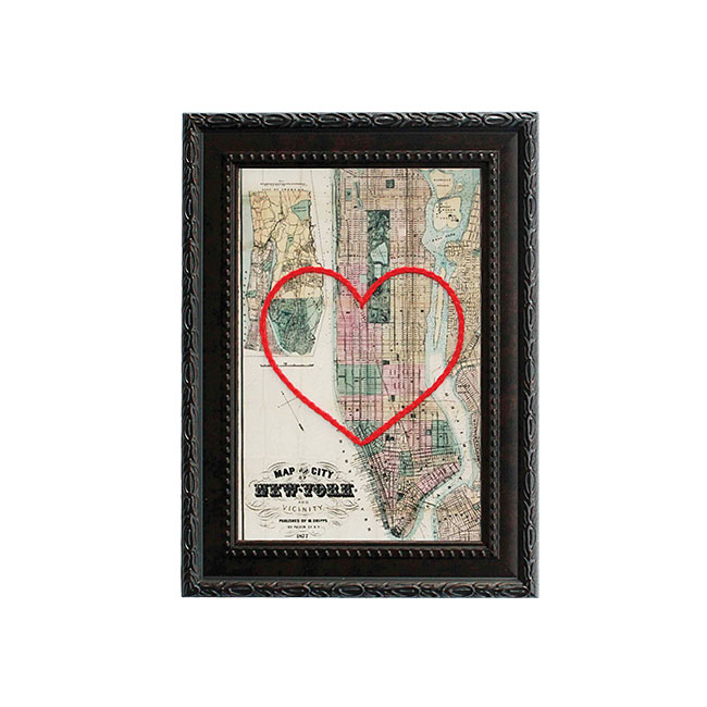 New York City Map with a heart