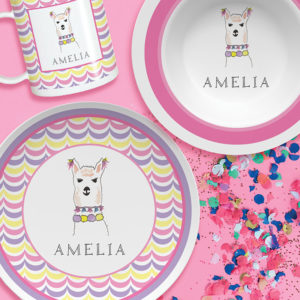 Llama Love Personalized Plate Set from Kelly Hughes Designs
