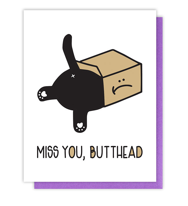 Letterpressed Miss You Cat Card