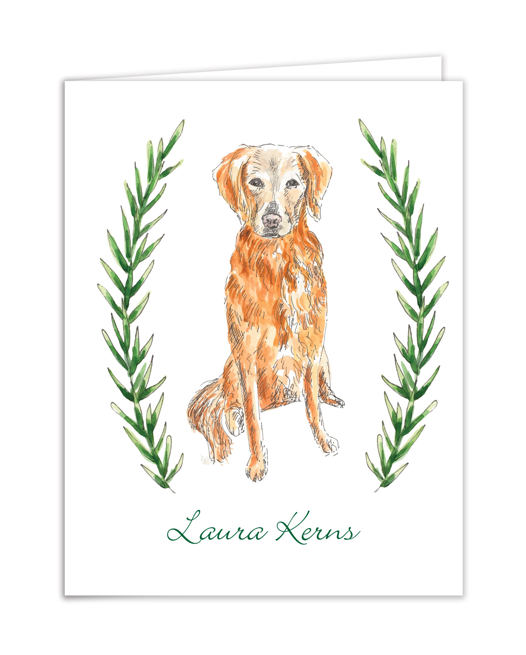 Golden Retriever Folded Note by Flower and Vine 
															/ PrintsWell							