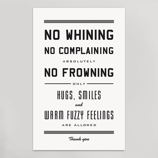 No Whining Card