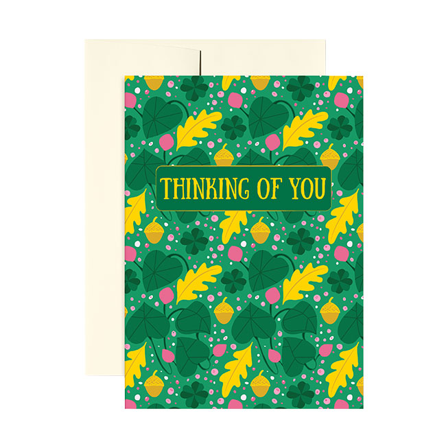 Green Floral Thinking of You Card 
															/ Belle Belette							