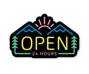 Open 24 Hours Sticker from Fell