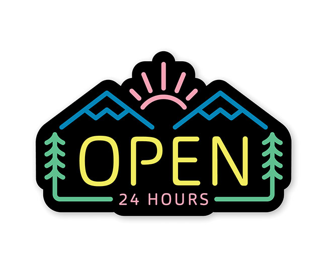 Open 24 Hours Sticker 
															/ Fell							