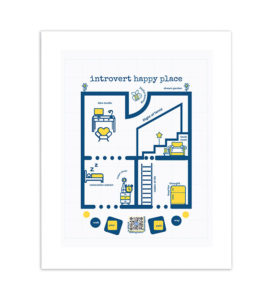 Happy Place Blueprint Cotton Paper Art Print that sings from Smile Songs