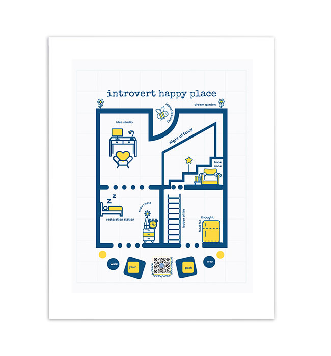 Happy Place Blueprint Cotton Paper Art Print that sings 
															/ Smile Songs							