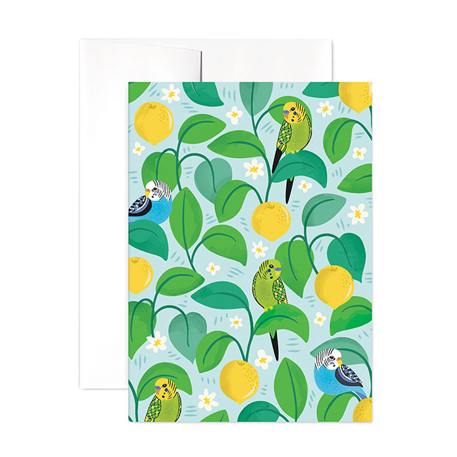 Colorful Budgies Card