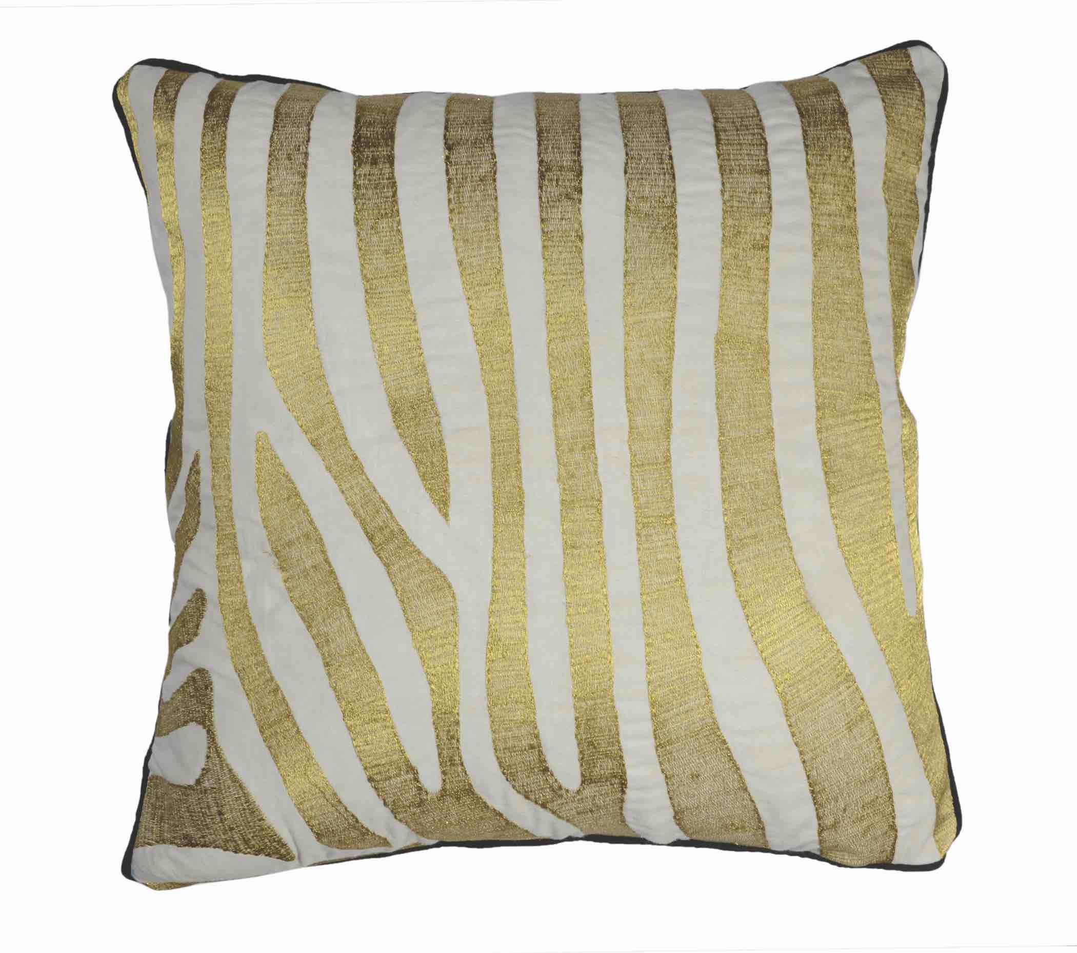 Embroidered Zebra Stripe Pillow 
															/ Divine Home							