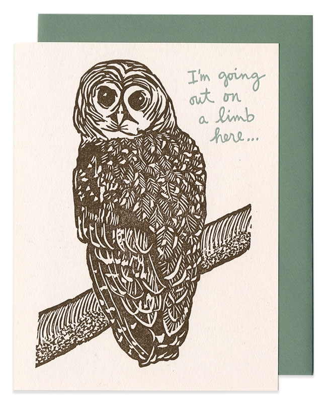 Letterpress Spotted Owl Card