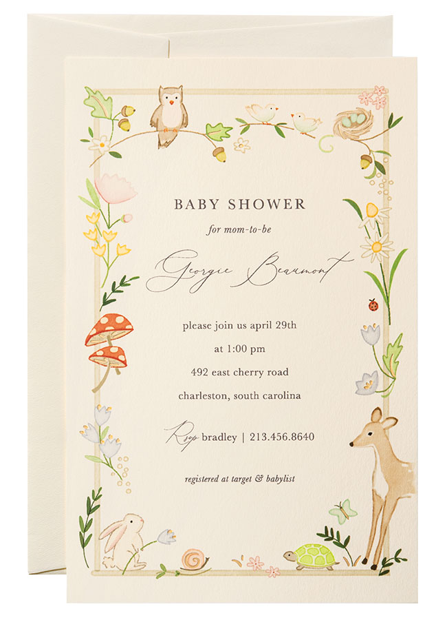 Foiled Woodland Baby Invitation 
															/ Karen Adams Designs							