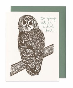 Spotted Owl Card from Just My Type Letterpress