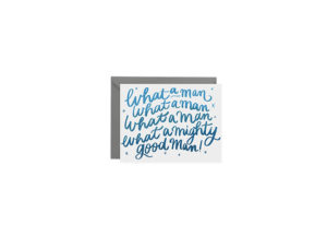 What a Man Card is the best-seller at Posterity Paper