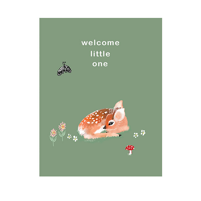 Fawn Welcome Little One Baby Card