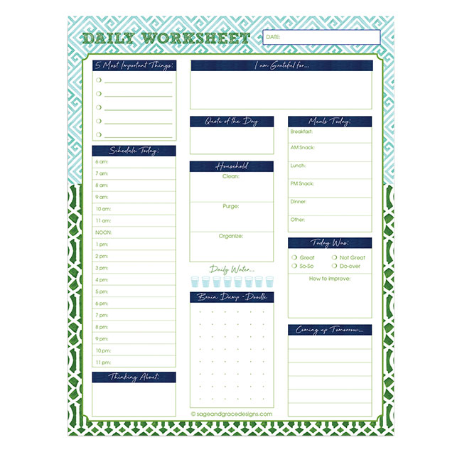 Daily Worksheet Pad
