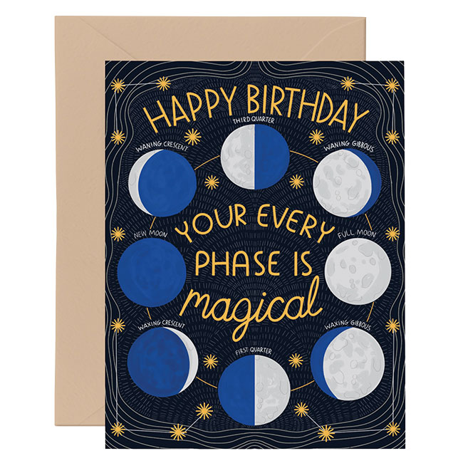  Moon Phase Birthday Card. Gingiber.