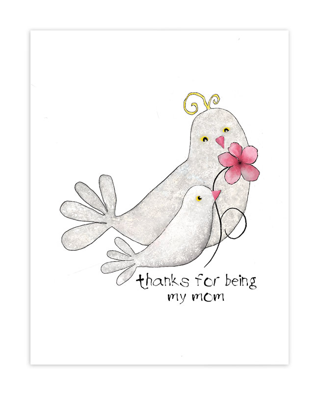French Maman Dove and Baby Card