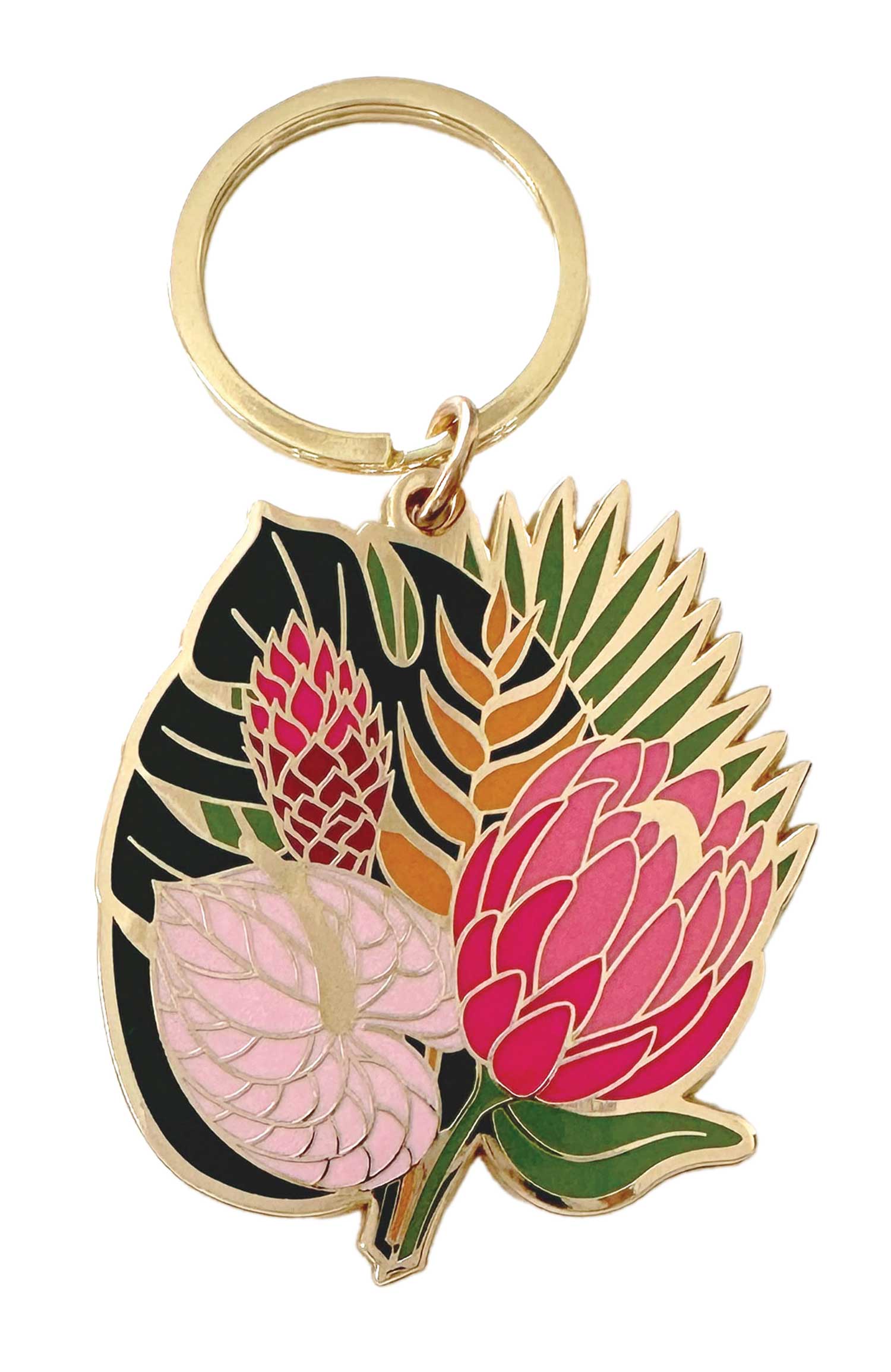 Enamel Keychain with 18-Karat Gold Plating