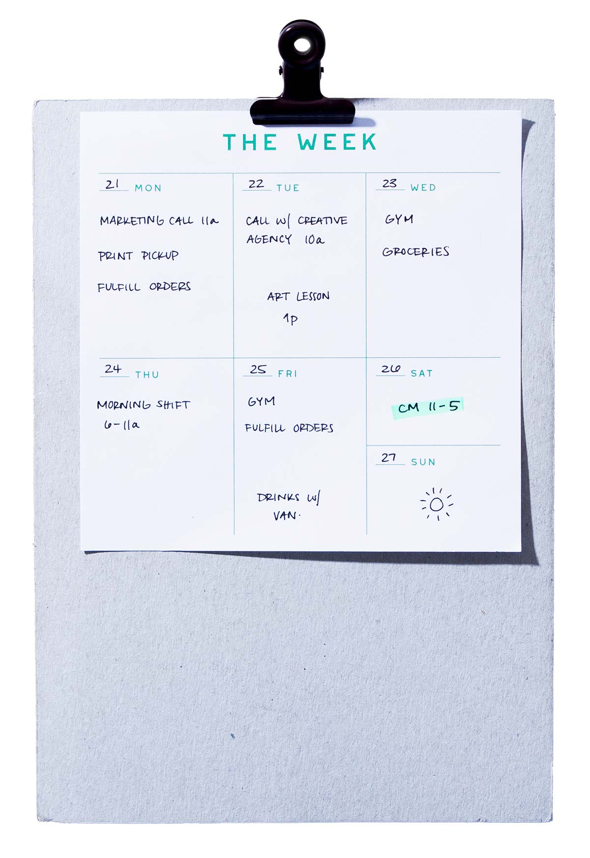 Small Weekly Desk Planner