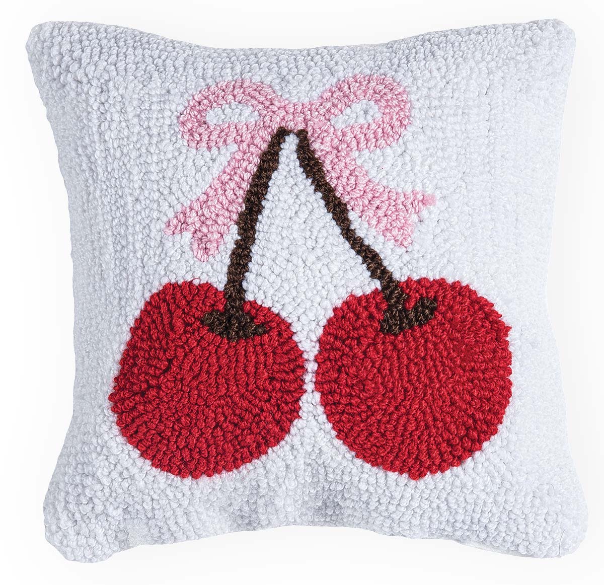 Cherry Hooked Mini Pillow